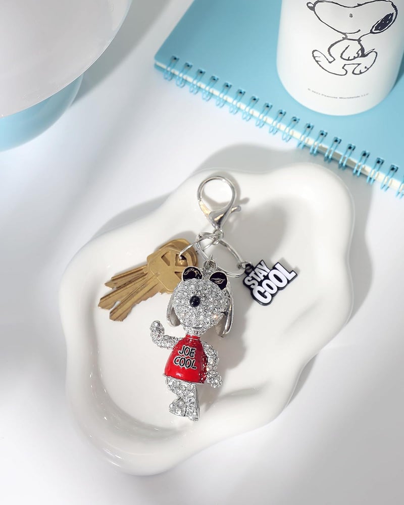 SALLY ROSE Snoopy Keychain Charms | Official License Pave Crystal Peanuts Bag Charm for Your Purse, Backpack - Image 3